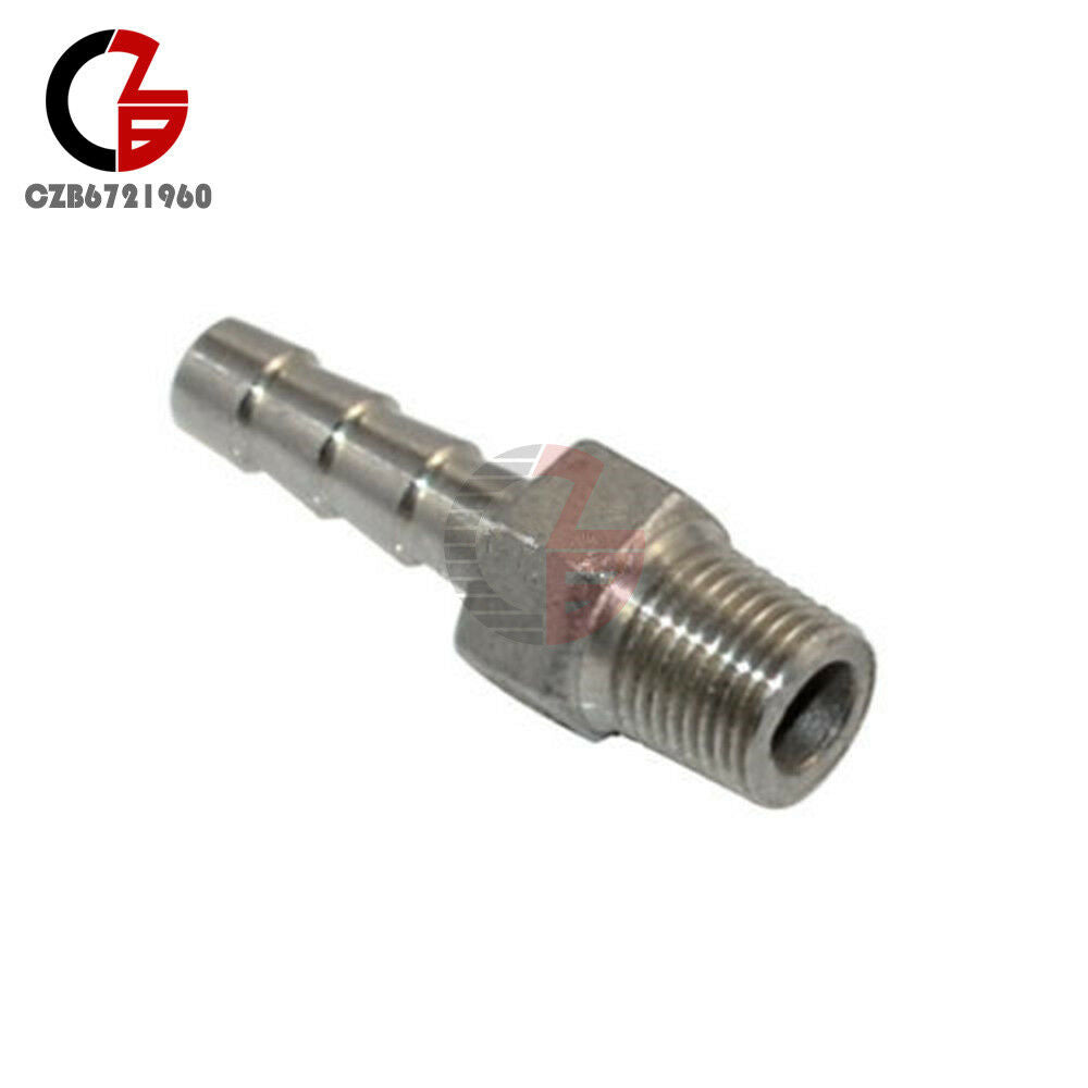1/4" Male Thread Pipe Fitting x 8mm Barb Hose Tail Connector Stainless Steel NPT