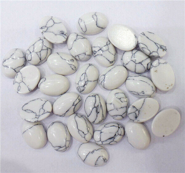100Pcs 14x10x5mm Wholesale White Turquoise Oval Cab Cabochon Accessories HH7124