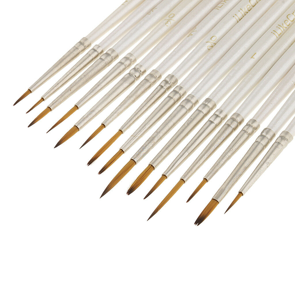 15x Assorted Round Pointed Tip Brushes Set for Nair Art Acrylic Oil Painting