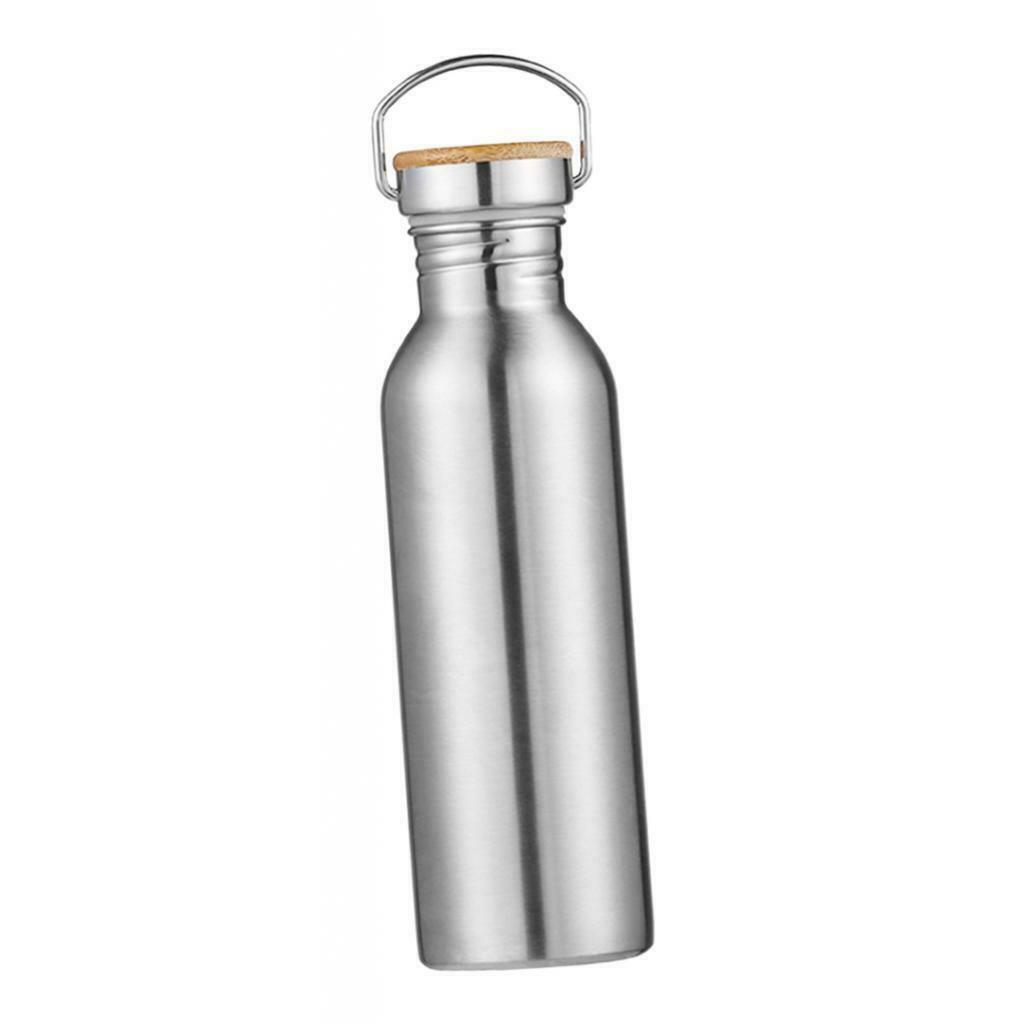 Set of 2 Sports Water Bottle Flask Portable Leakproof Bamboo Lid Cup Bottles