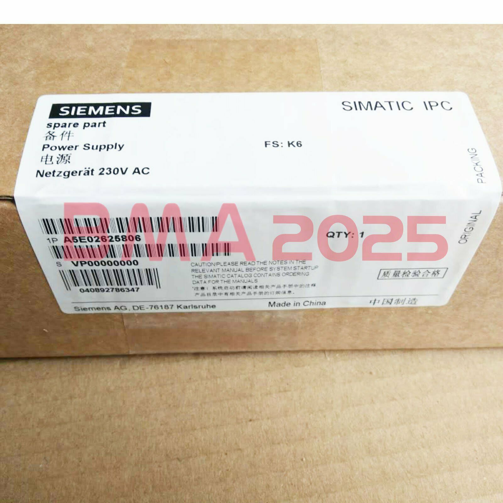 1PC New power supply A5E02625806 1year warranty DHL free Ship SM9T