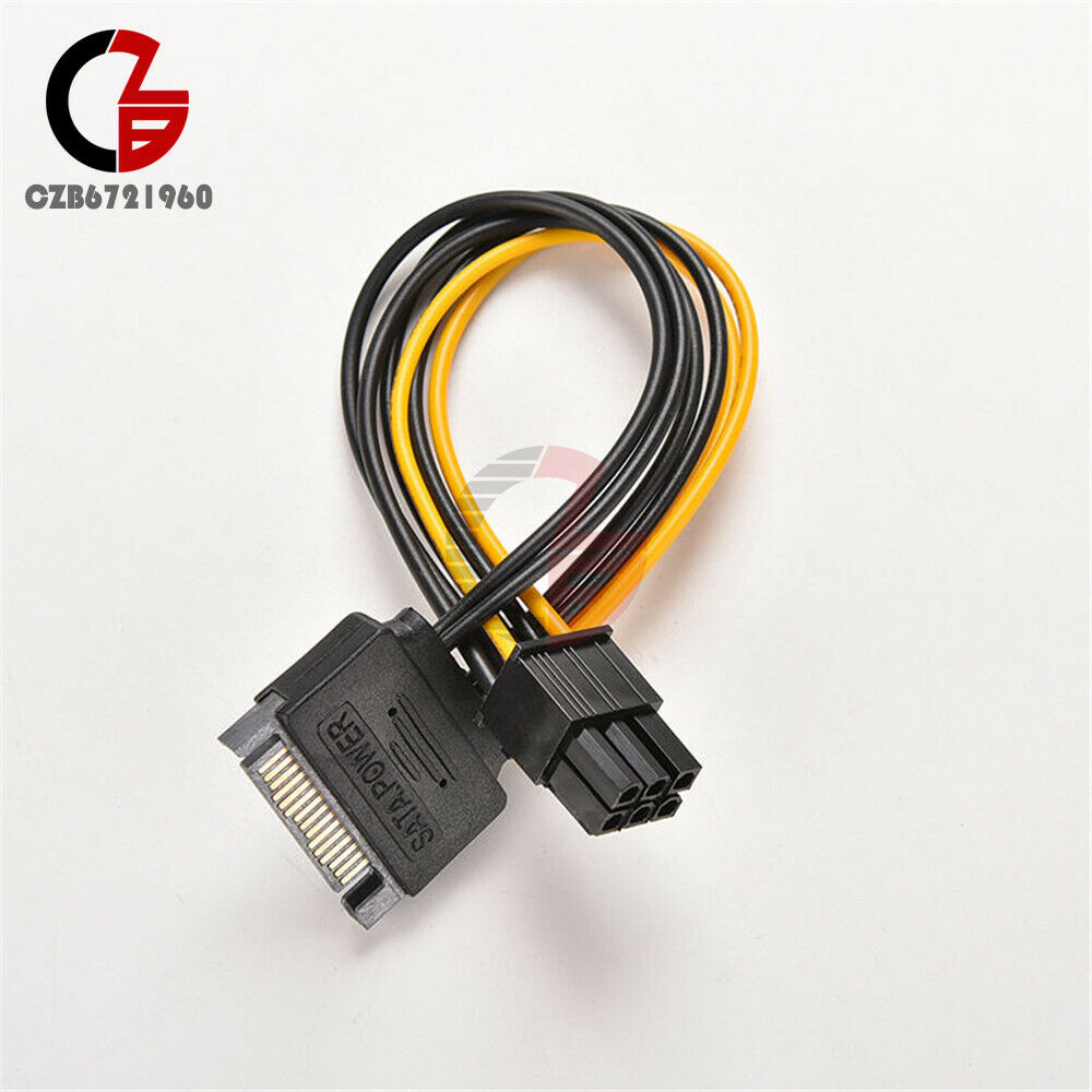 15 Pin SATA Male to 6 Pin PCI-E Video/Graphics Card Power Adapter 20CM Cable