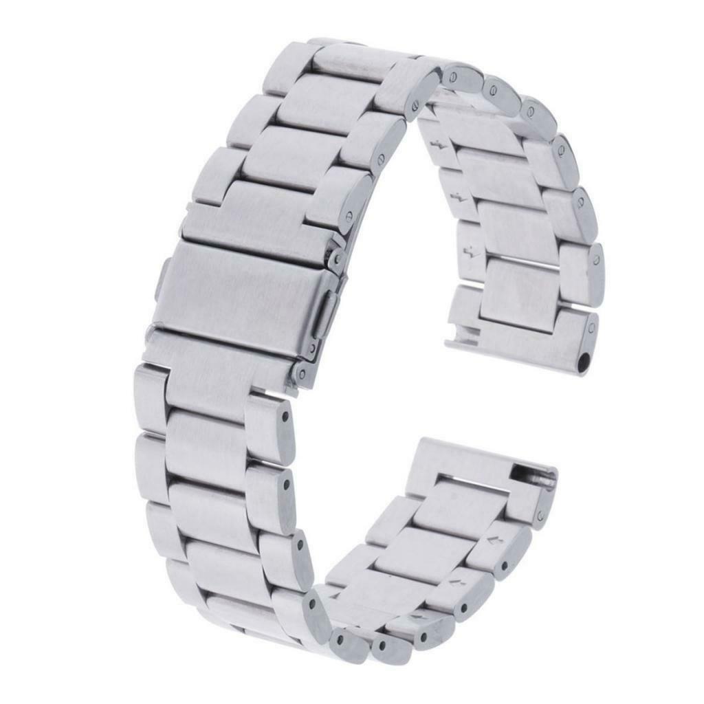 Stainless Steel Watch Band Strap Adjustable Bracelet Double Clasp Link 22mm