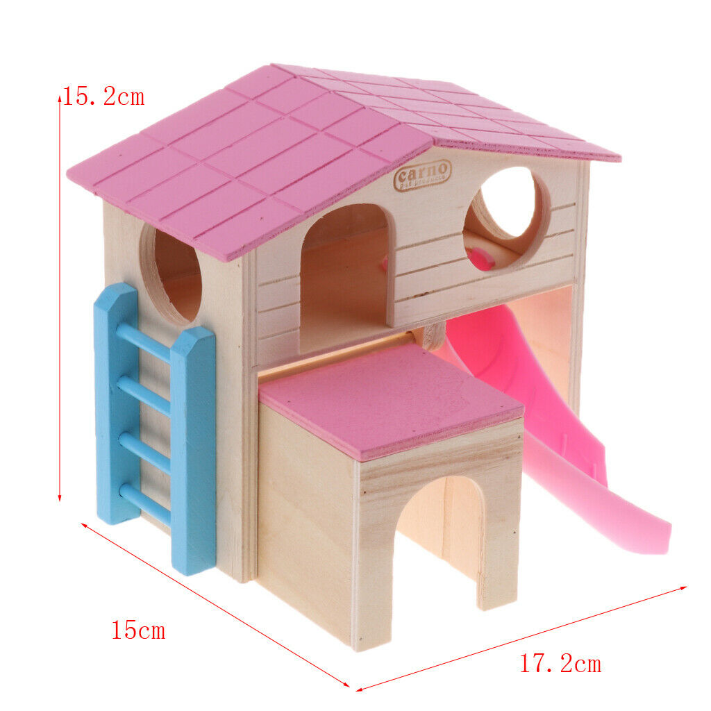 Hamster House Two Layers Design, Wooden House for Hamsters Small Animal Hideout