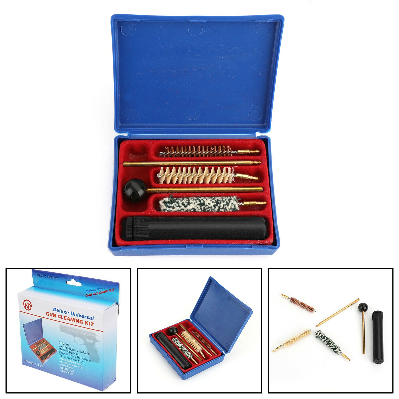 Universal Brushes Gun Cleaning Kit for Cal .38 .357 9mm Pistol and Revolver CA