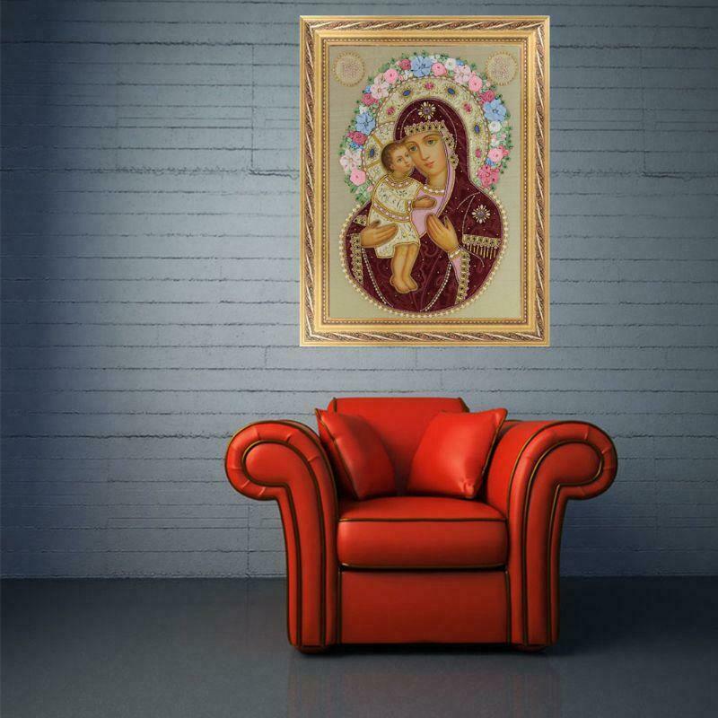Religious Flower 5D DIY Full Drill Diamond Painting Embroidery Rhinestones Cross