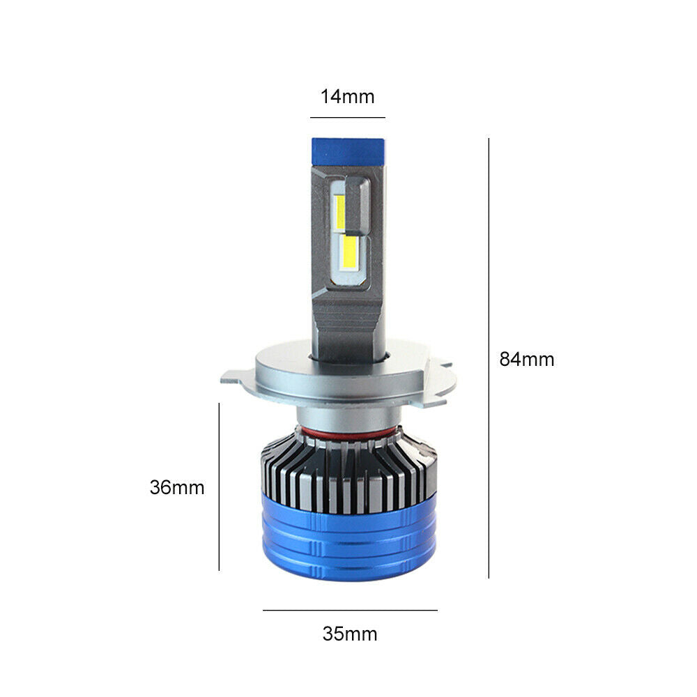 2X Canbus Free Anti-Flicker H4 Led Headlights Hi/Low Beam 80W/Set 18000LM 6000K