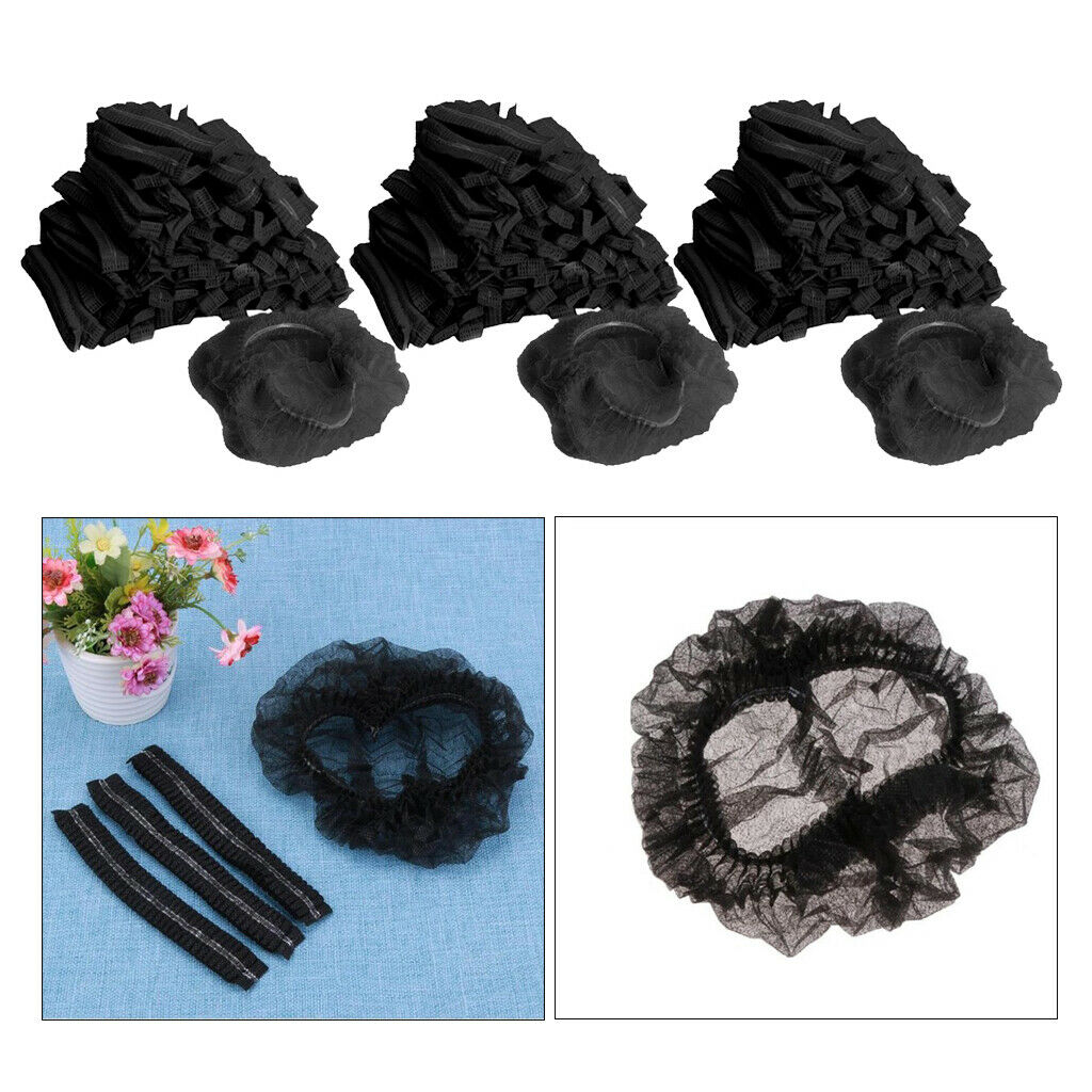 300pack Disposable   Dustproof Hats Head Cover Kitchen Workwear Black