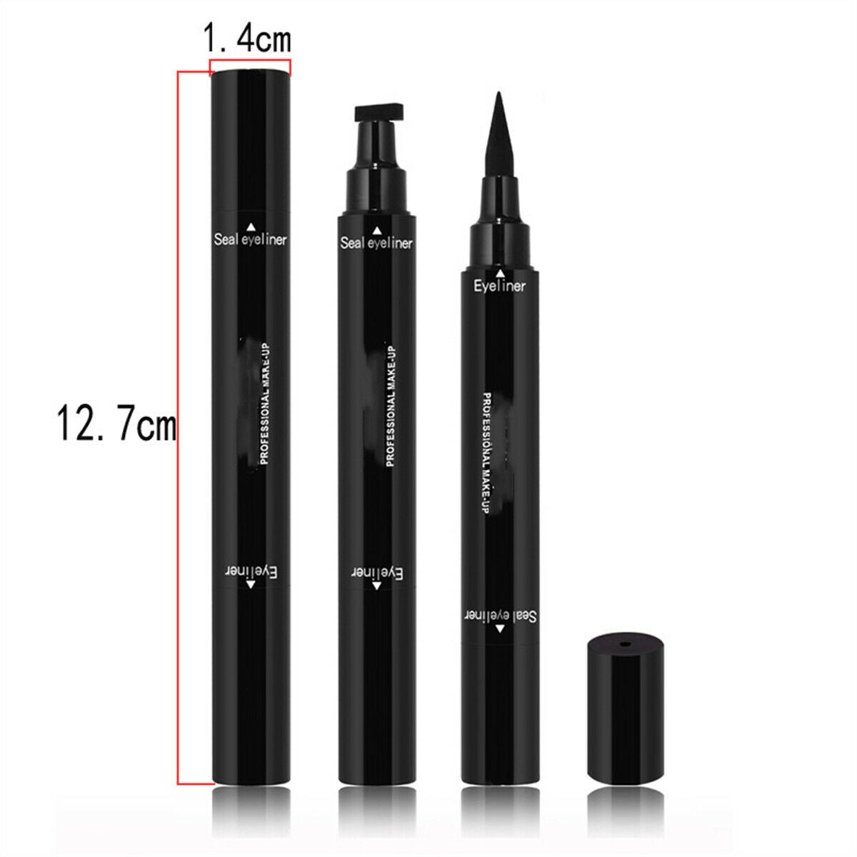 2 in 1 Eyeliner Stamp Waterproof Makeup Eyeliner Pencil Black Liquid