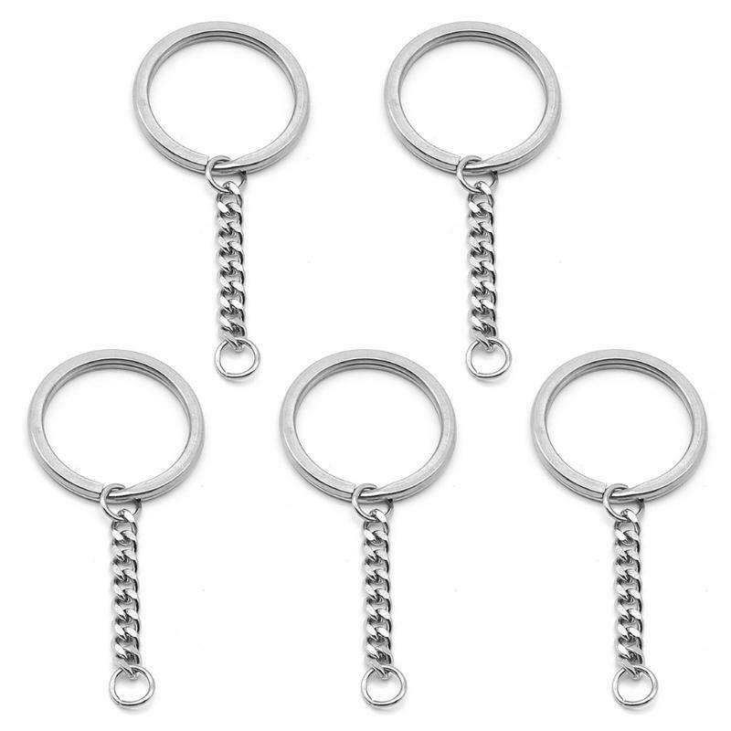 Round Key Keyring Split Ring Stainless Steel Chain Ring Circular Keychain Loops