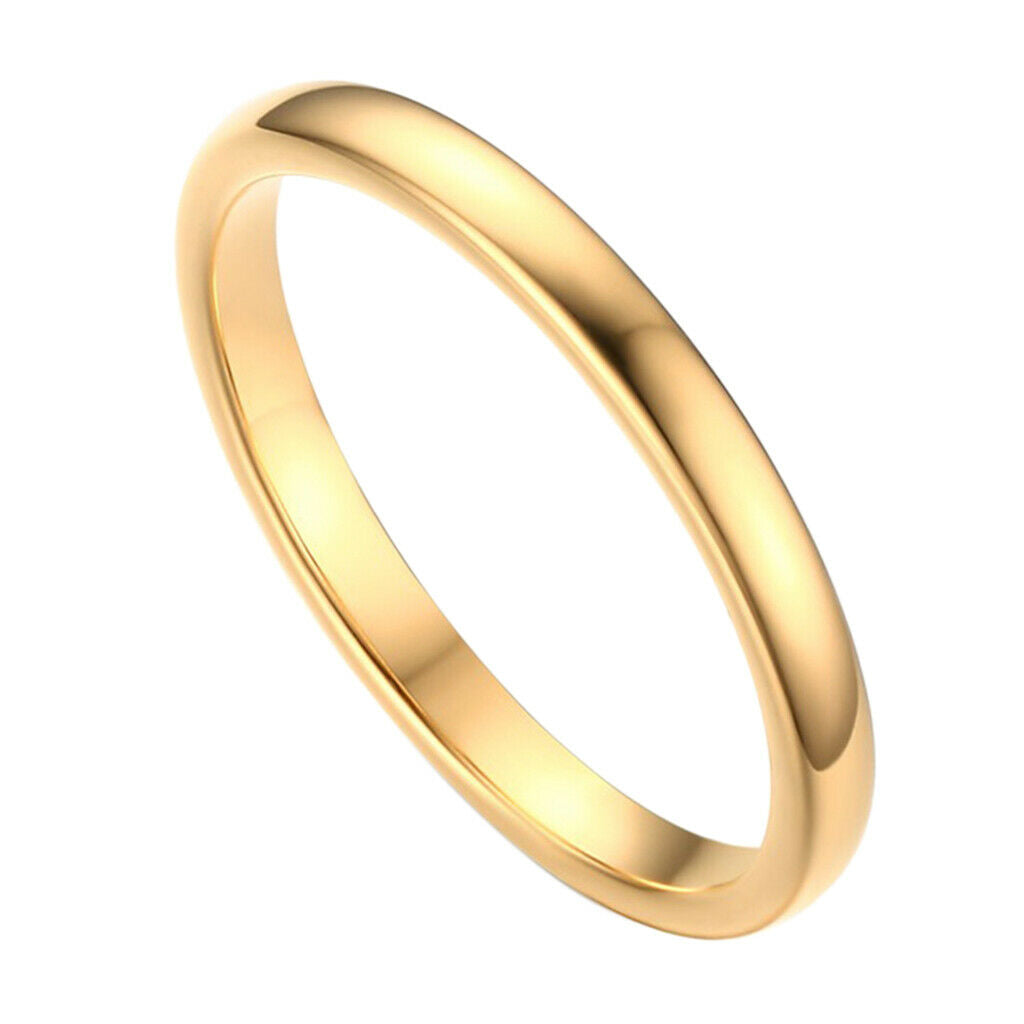 2mm High Polished Golden Simple Ring Fit Wedding Band Women's Ring 6 Yards