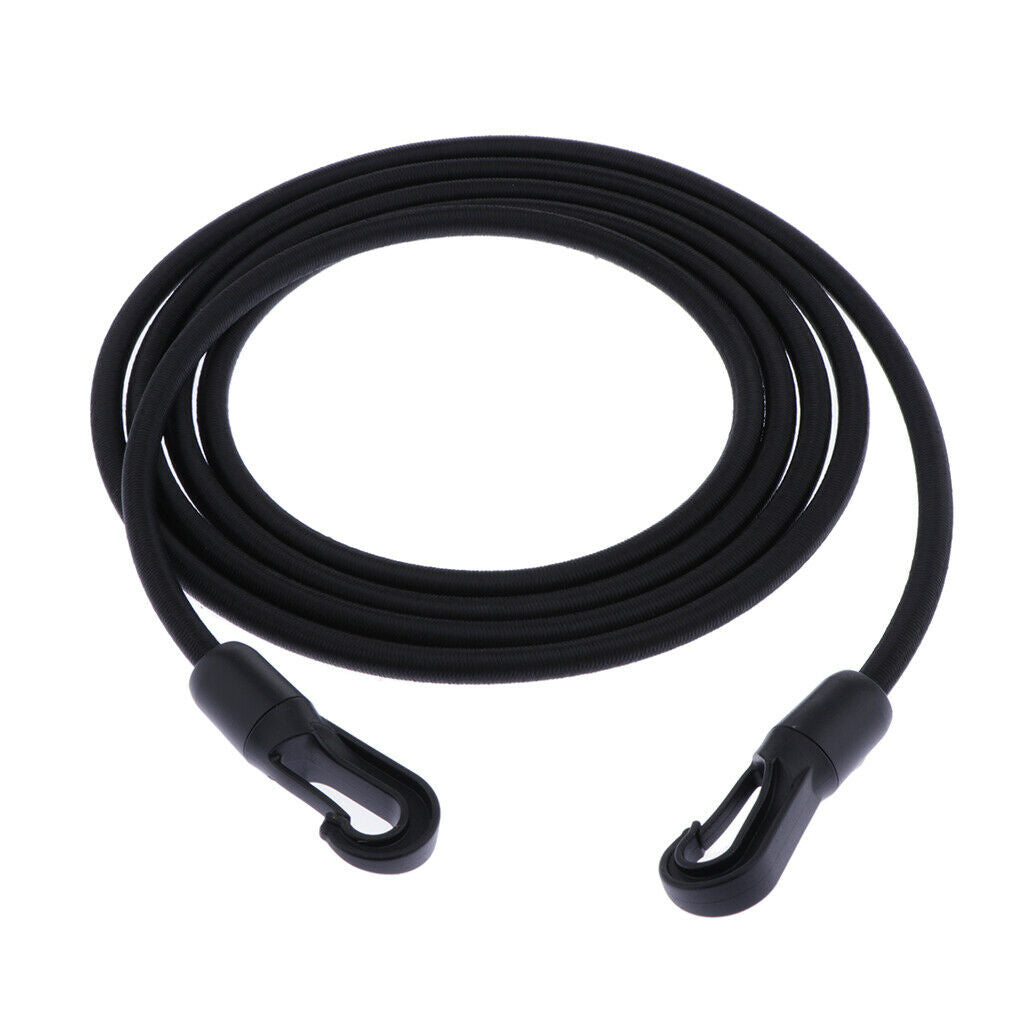 2X 8mm Heavy Duty Rubber Bungee Cord Rope Elastic Lanyard with Hooks Clips 2.5m