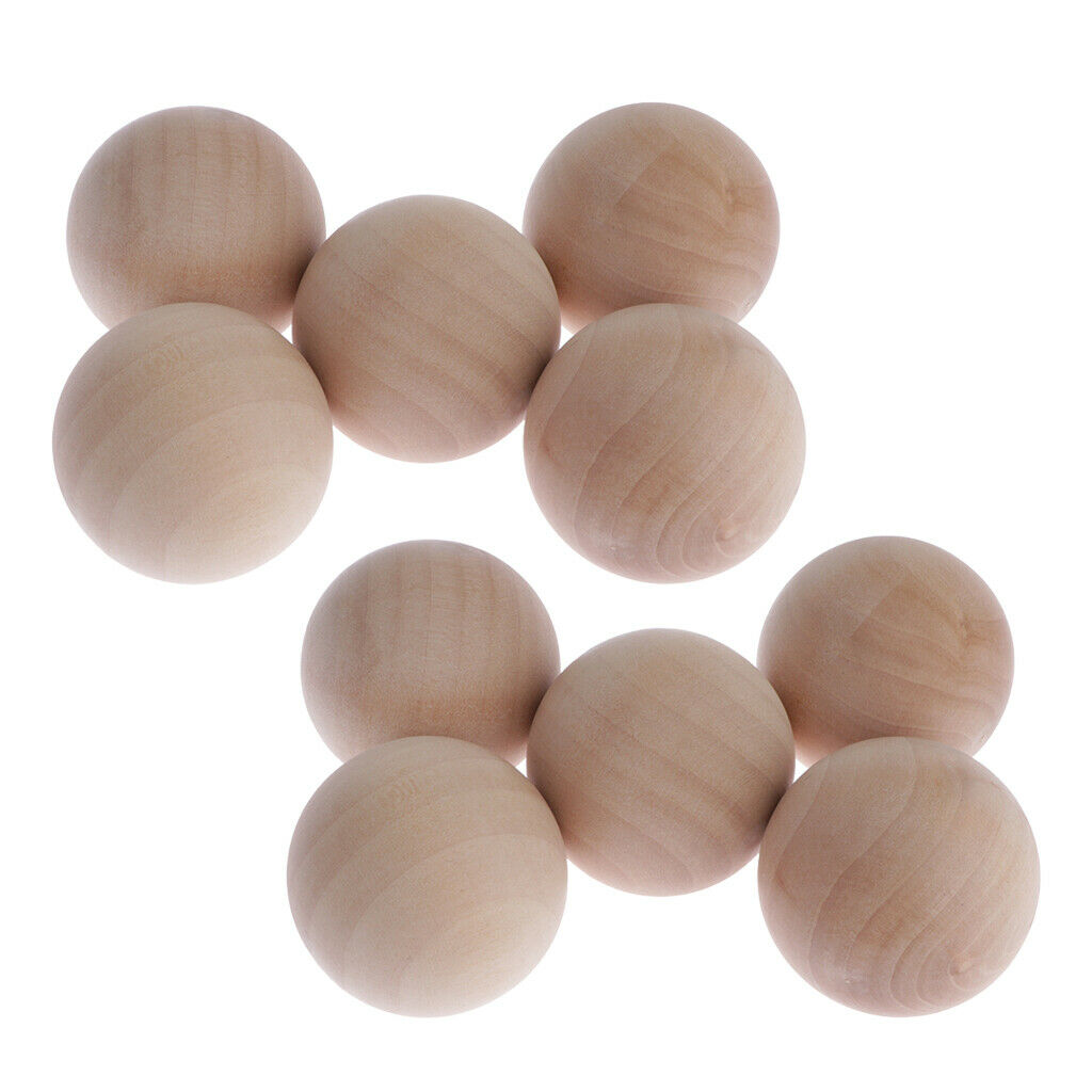 10 Pack Hardwood Balls Solid Natural Wooden Balls Beads for Crafts 50mm