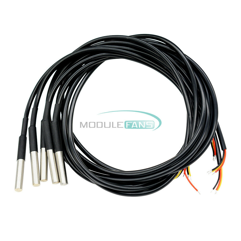 2PCS DS18B20 Probe Waterproof Temperature Sensors Thermistor Control