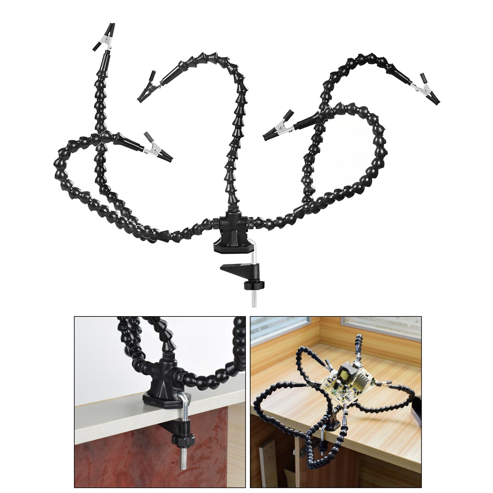 Flexible 5 Helping Arms Third Hand Soldering Station with Led Light
