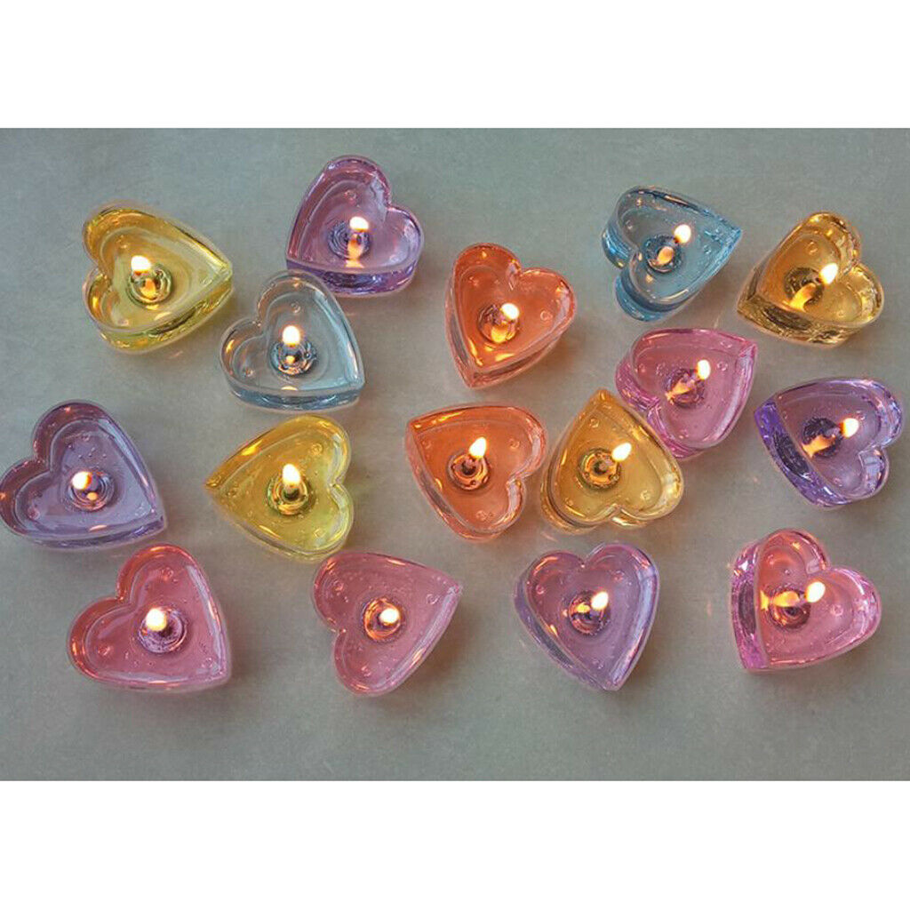 10x Clear Heart Shape Tea Light Cups Wax Container Decor DIY Crafts Making