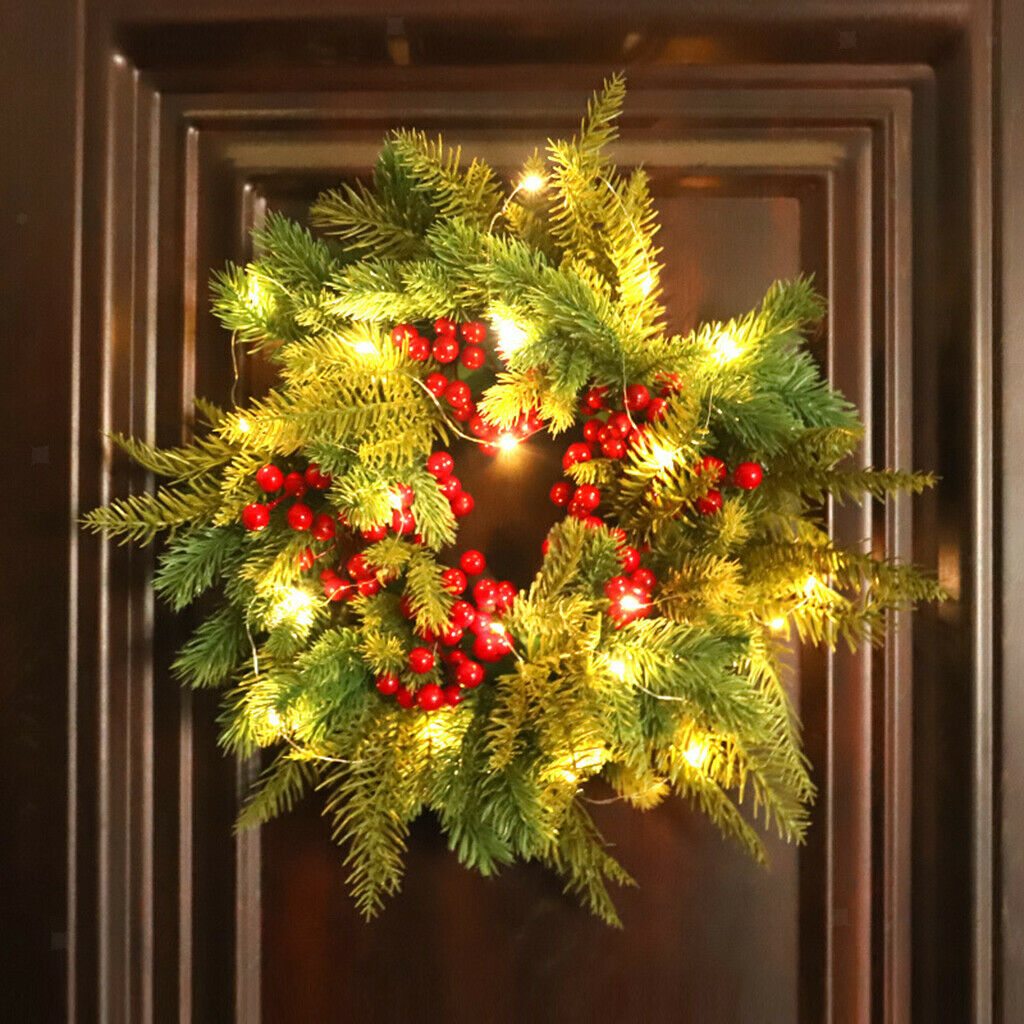 16 inch Winter Christmas Leaf Wreath Garland Front Door Home Party Decor
