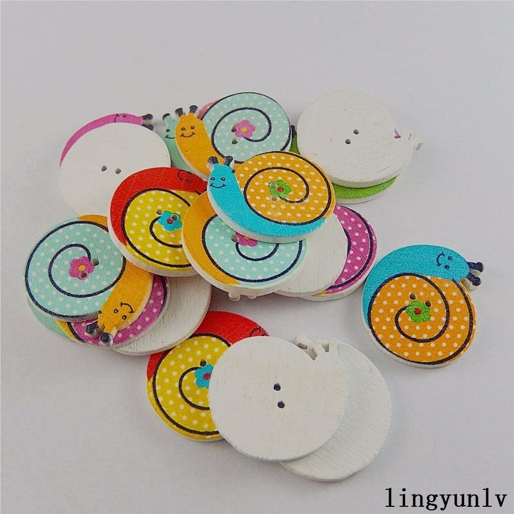 60-Pack Colorful Wooden Snails Buttons Flatback Sewing Craft Accessories 2 Holes