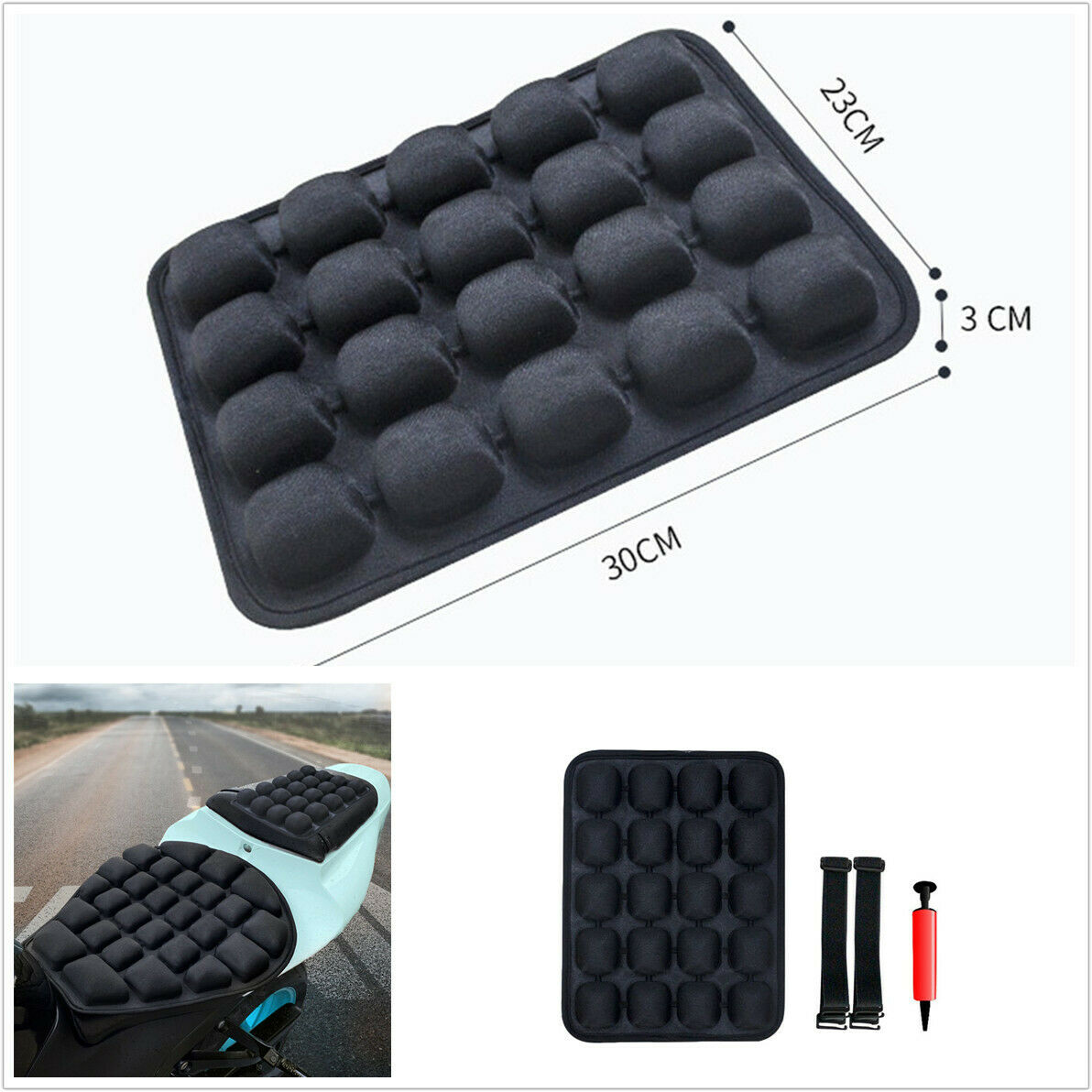Motorcycle Inflatable Cushion Pressure Relief Ride Seat Cushion TPU Air Seat Pad