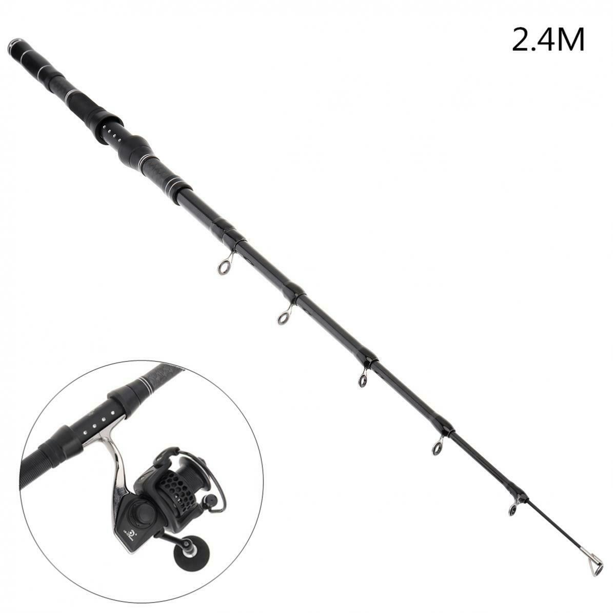 2.4m Carbon Fiber Telescopic Fishing Rods Fasten Guides Ultra Short 8 Section