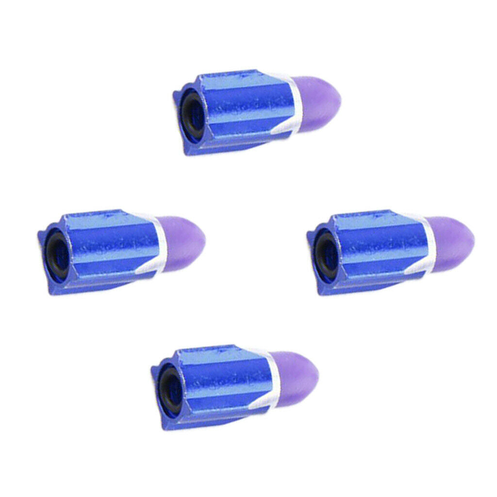 4Pieces Alloy Tire Stem Valve Caps Dust Cover for Motorcycle Blue + Purple