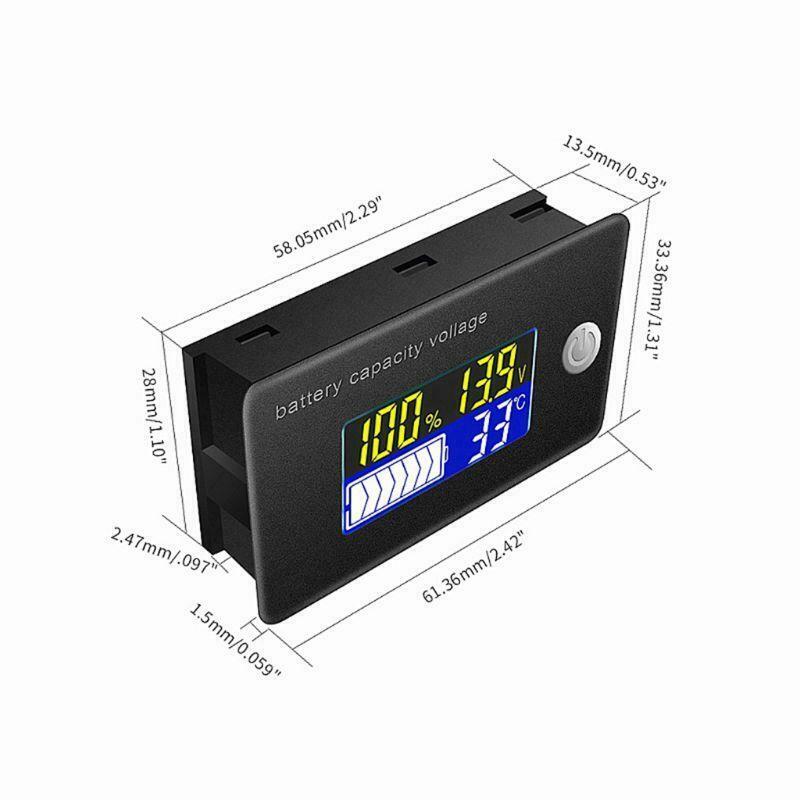 DC 10V~100V Li-ion Lifepo4 Lead acid Battery Capacity Indicator with Alarm Temp