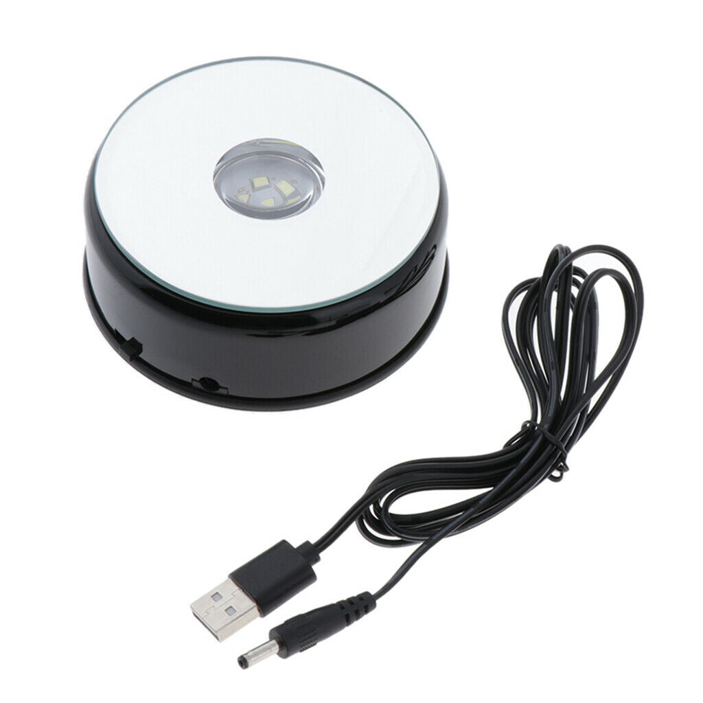 Turntable ABS Display Holders w/ LED Lamp for Stores Retailer Display Black