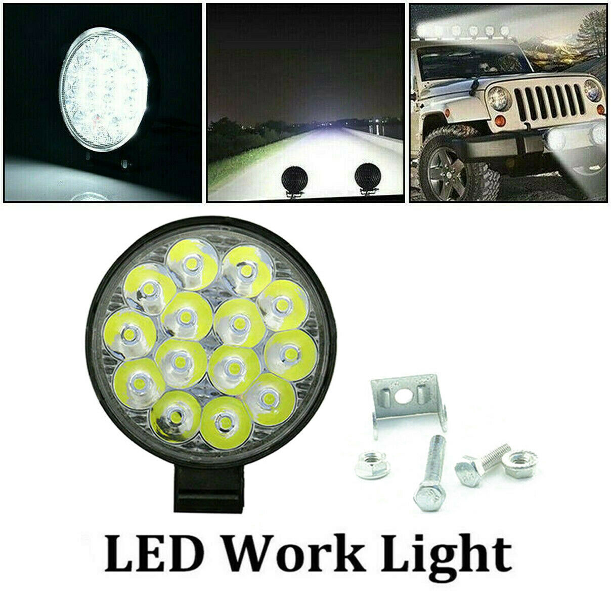 42W Round LED Work Light SPOT Lights For Truck Off Road Tractor ATV 12V 24V