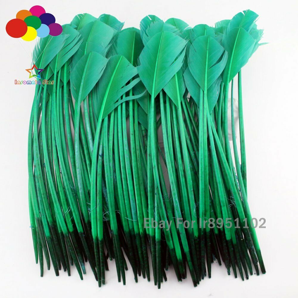Grass green 100pcs 28-35cm turkey wing feathers 11-14inch Plume Carnival wedding