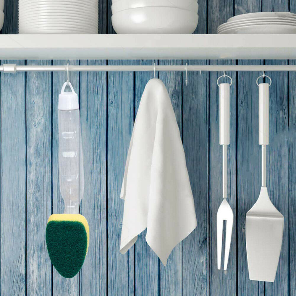 8Pcs Dishwand Refill Head Sponges Dish brush W/Soap Dispenser Strong Stick Force