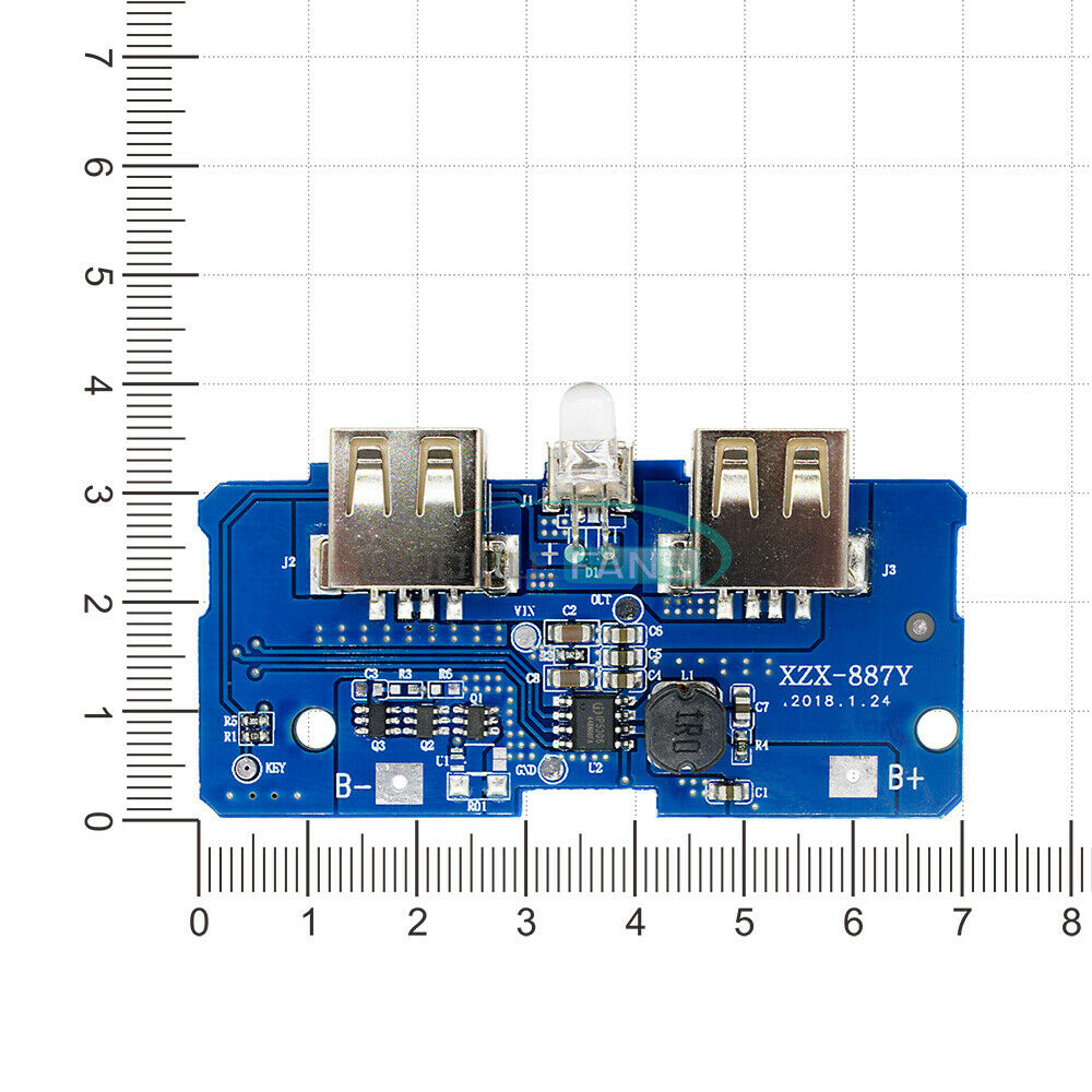 Dual USB 5V 2A Power Bank Mobile Charger Board Step-Up Module Indicator Light