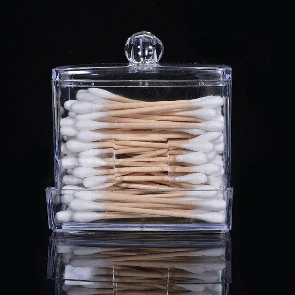 Clear Acrylic Holder Box Cosmetic Makeup Cotton Swab Q-tip Storage Organizer