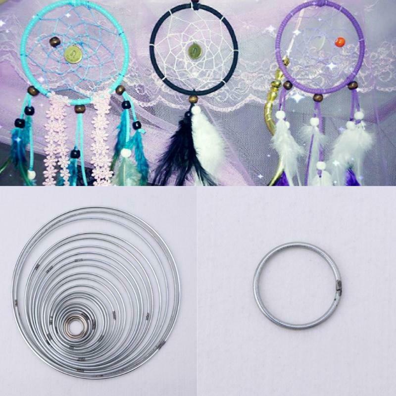 22pcs/set Metal Hoop Dreamcatcher Ring Wall Hanging Macrame Craft Home DIY Decor