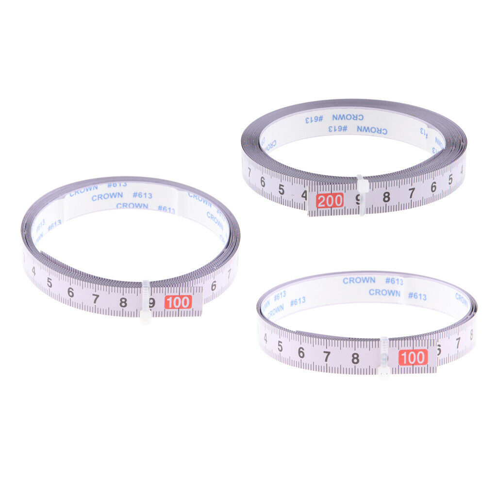 3Pcs Steel Miter Saw Tape Measure Self Adhesive Ruler 1M-0-1M, 2M-0-2M