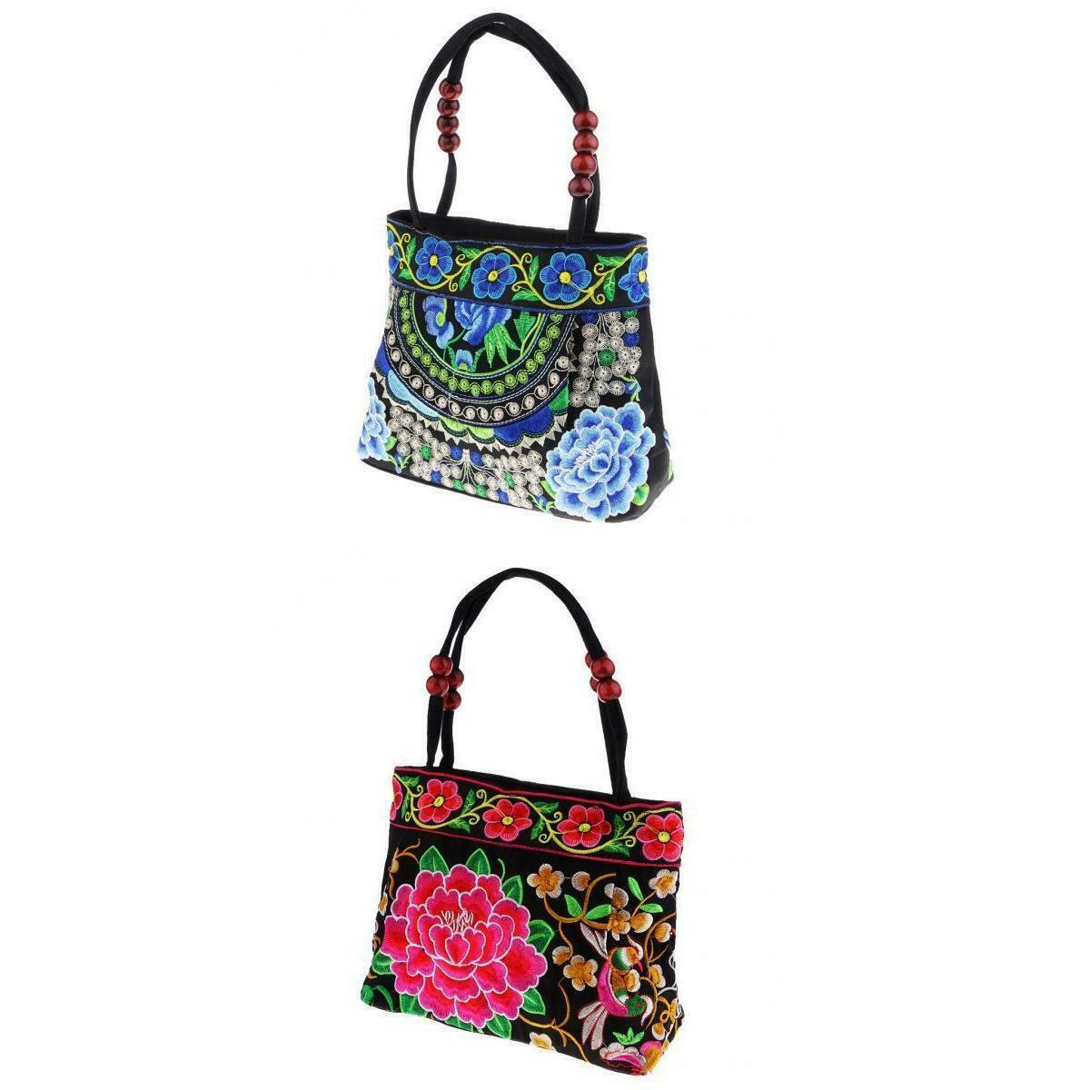 Travel Shoulder Bags in The Shape of A Flower with Hand Embroidery 31x51cm