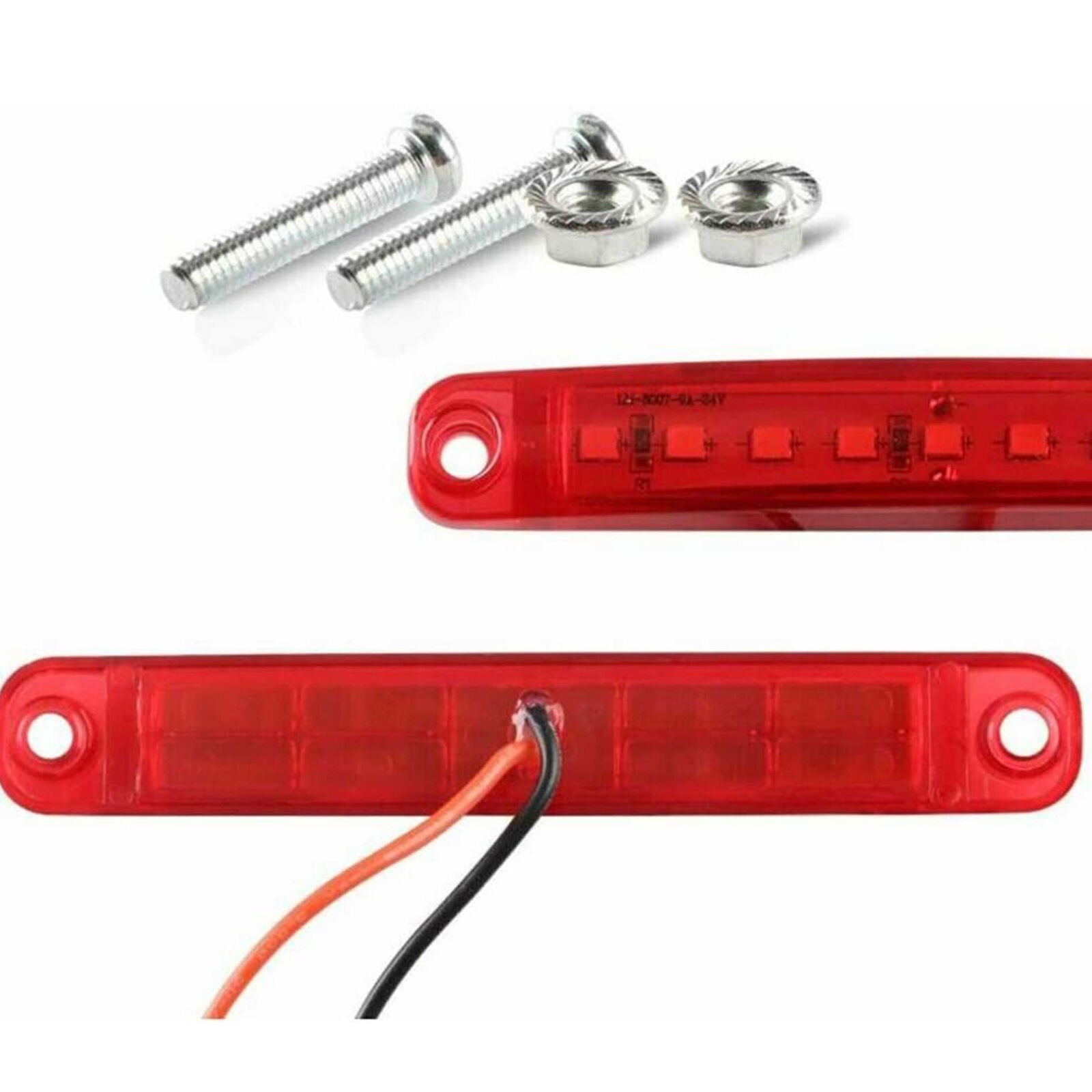 10X 9 LED FOR TRUCK TRAILER CAR BUS RED SIDE REAR FRONT MARKER LIGHT LAMPS 24V
