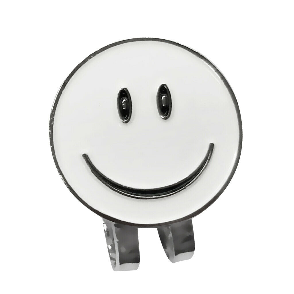 White Smile Face Golf Ball Marker with Magnetic Hat Clip Golf Accessories