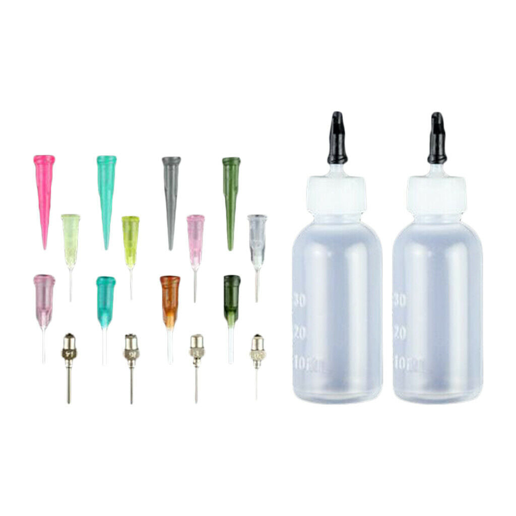 Empty Ink Oil  Syringe Bottles Dropper W/ Paint Dispensing Needles Tips