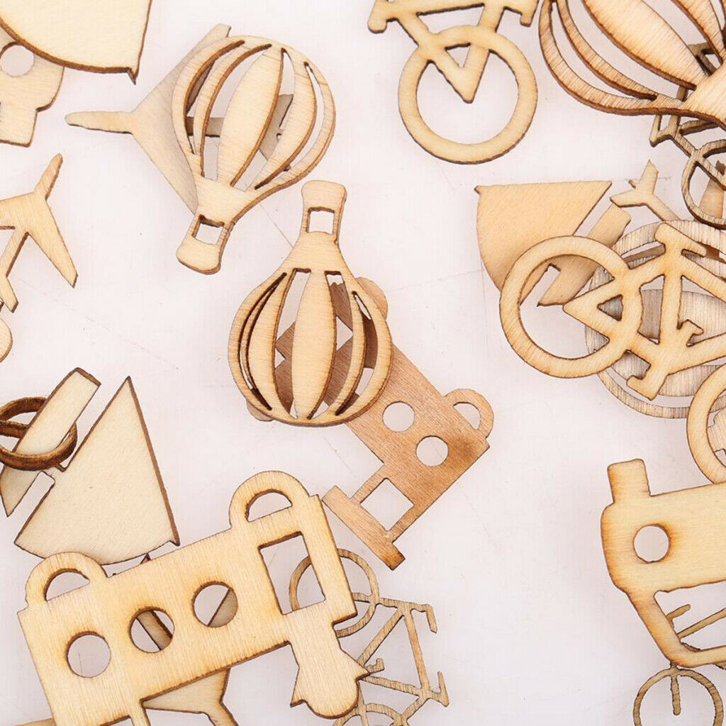 24pcs Cut MDF Wood Vehicle Slices Wood Craft DIY Scrapbooking Embellishment