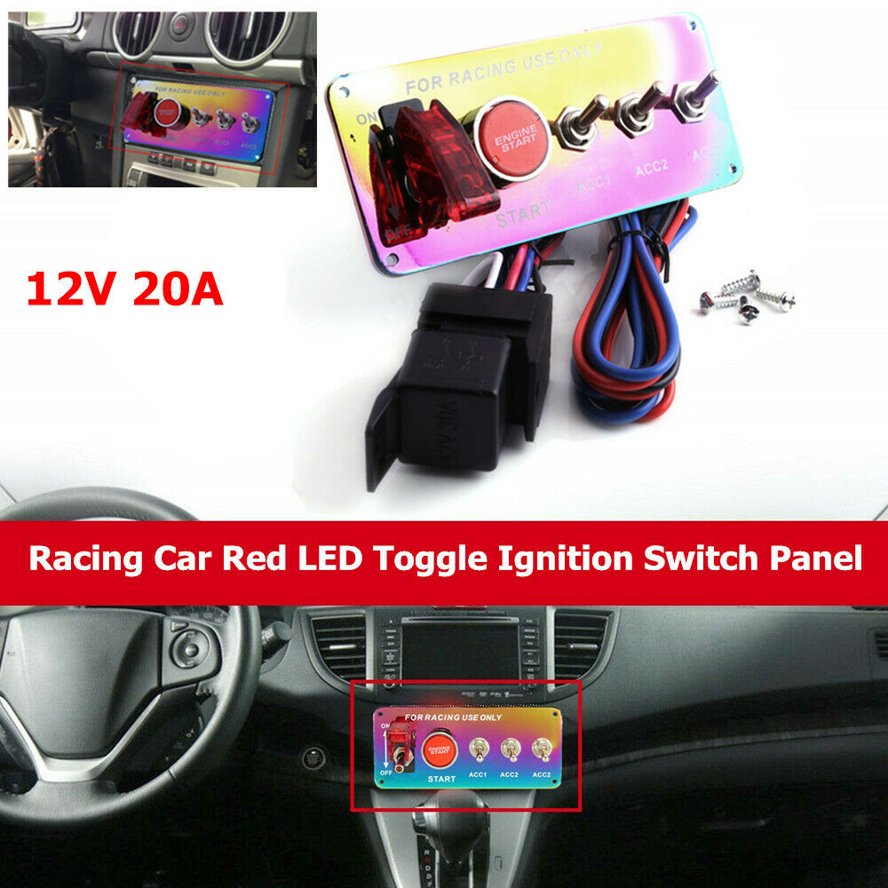 12V Racing Car Boat LED Toggle Ignition Switch Panel Engine Start Push Button