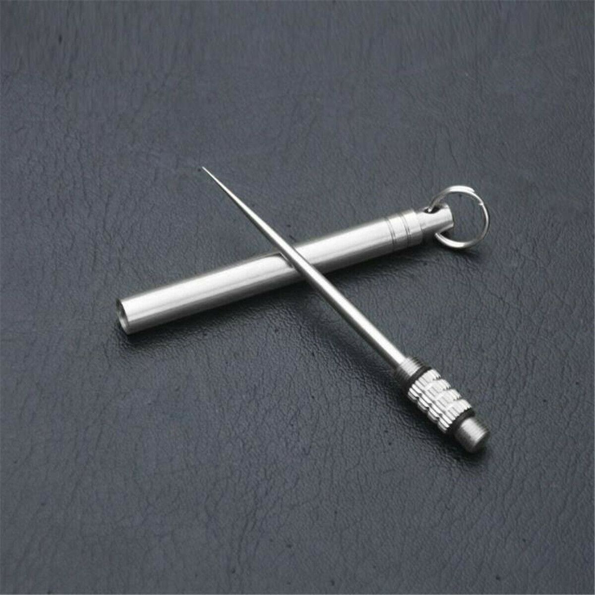 5PCS Outdoor Camping Titanium Toothpick Holder Fruit Fork Keychain Survival Tool