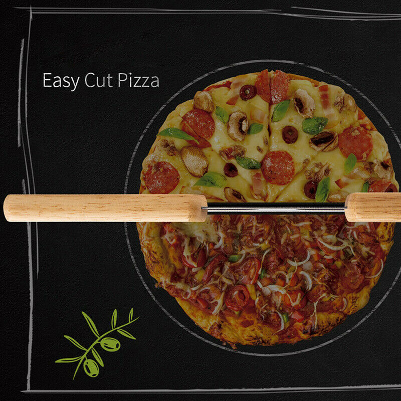 Pizza Cutter Rocker Stainless Steel with Wooden Handle 14 Inch Upgraded Sharp