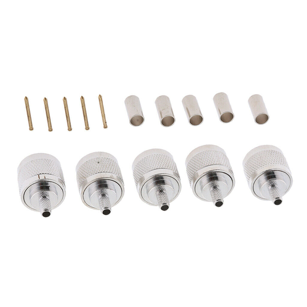 5Pieces BNC Male Plug Straight Crimp for RG58 RG142 Rf Adapter Connector