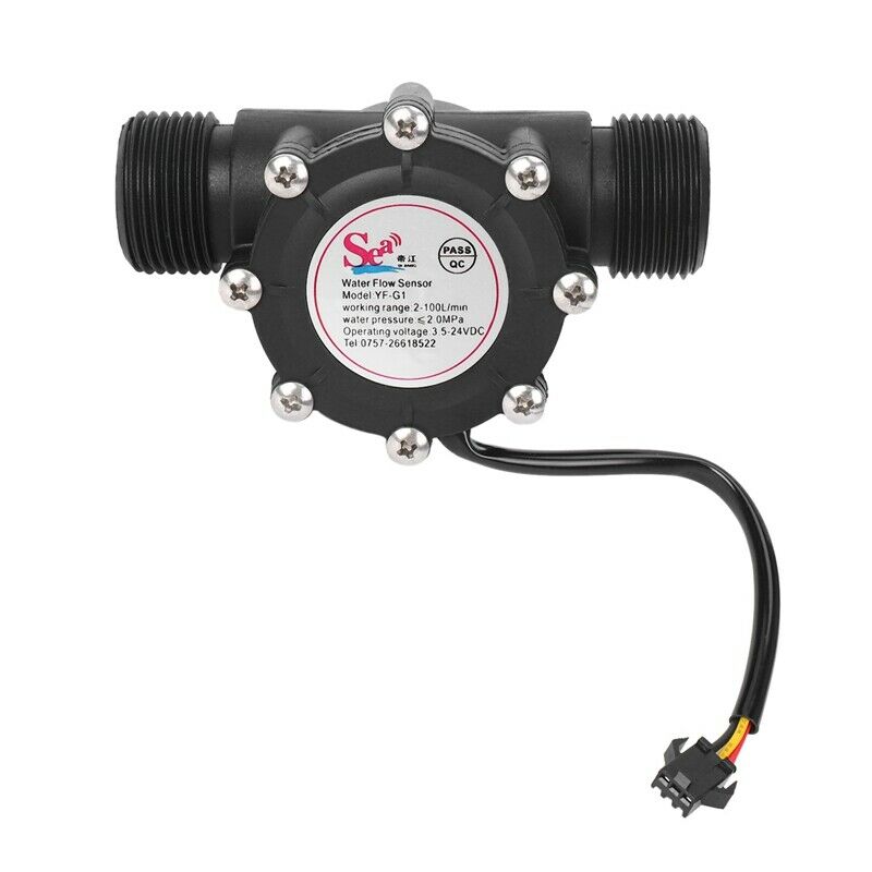 1Pcs Water Flow Sensor DN25 DC3.5-24V 1 Inch 2-100L/Min Hall Flowmeter Heat PuO4