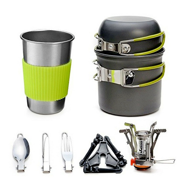 Bowl Pot Pan Outdoor Stove Set Portable Camping Cooking Picnic Hiking Cookware