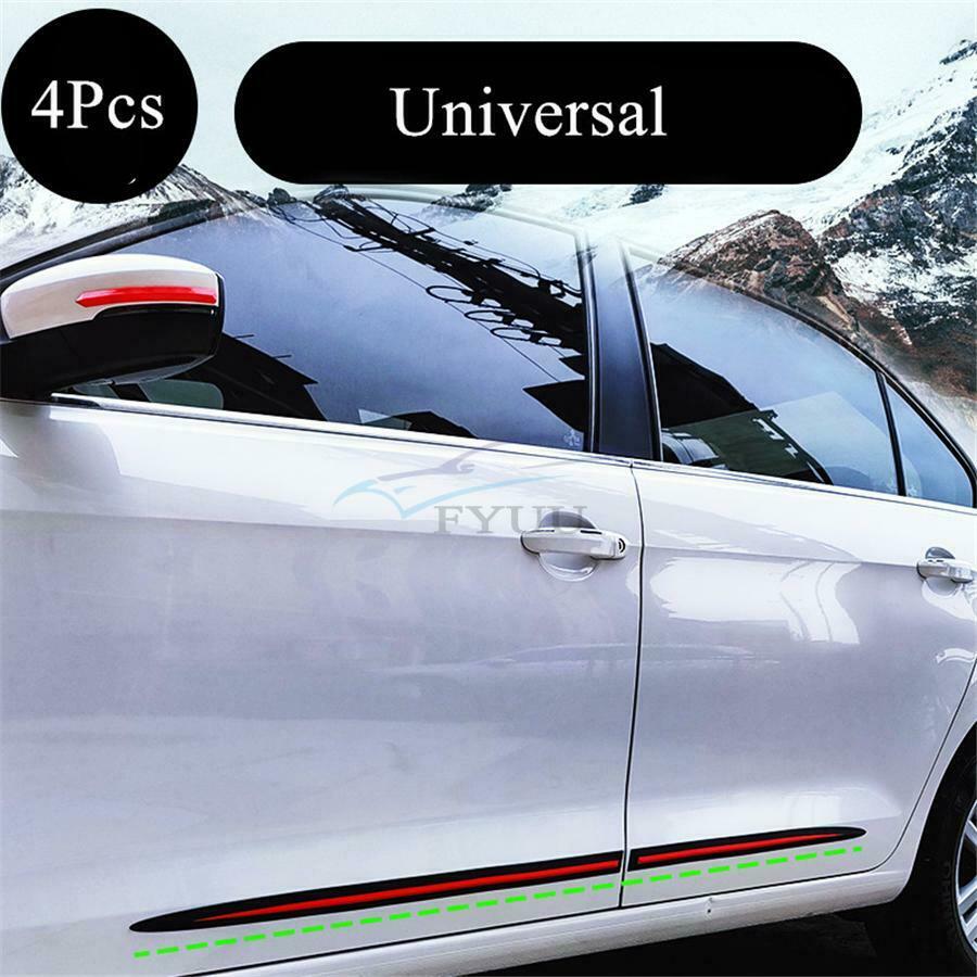 4 Pieces 75cm& 60cm Black& Red Car Body Side Skirt Line Decoration Strips Cover