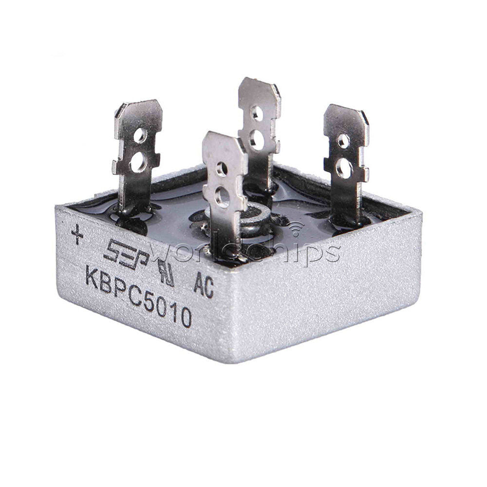 5PCS 250A 1000V Metal Case Single Phases Diode Bridge Rectifier KBPC5010 WC