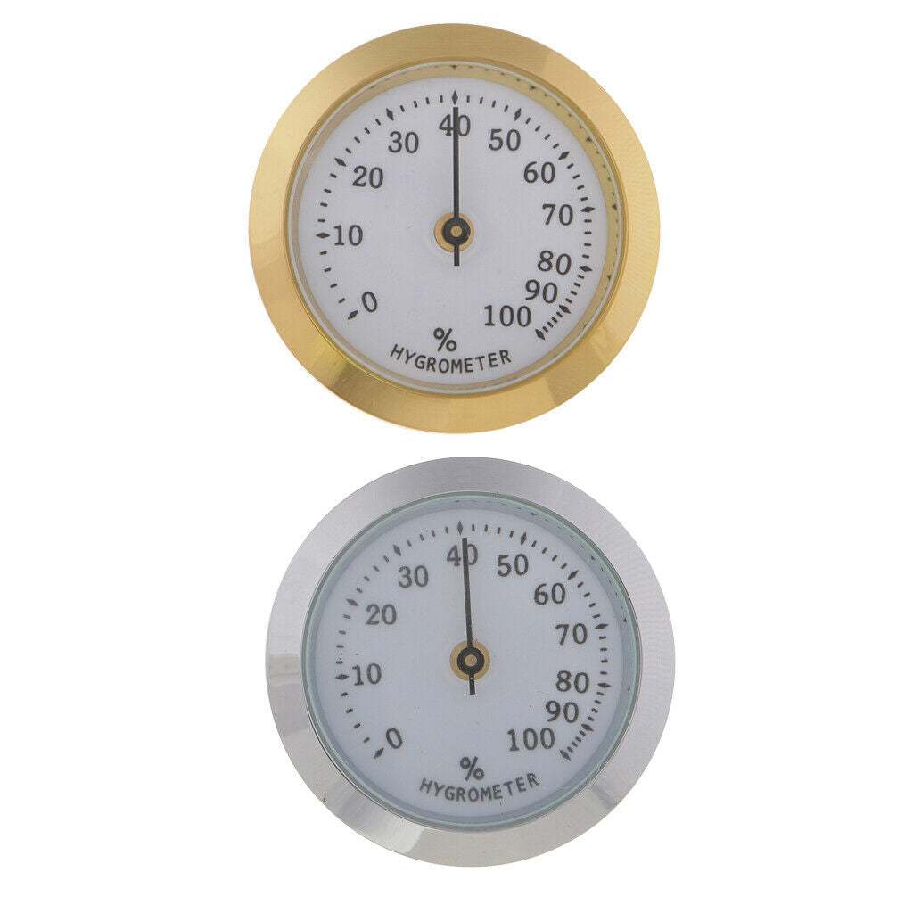 Set of 2 36mm Metal Cigar Hygrometer Cigar Humidor Humidifier Box Mechanical
