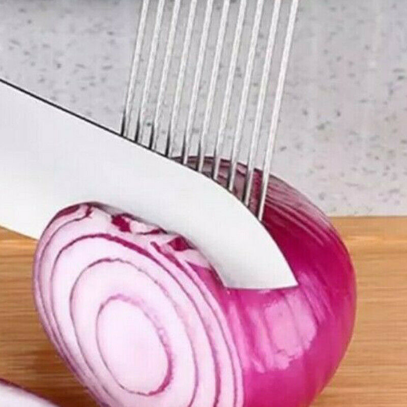 Stainless Steel Onion Needle Fork Vegetables Fruit Slicer Kitchen Tool Gadget