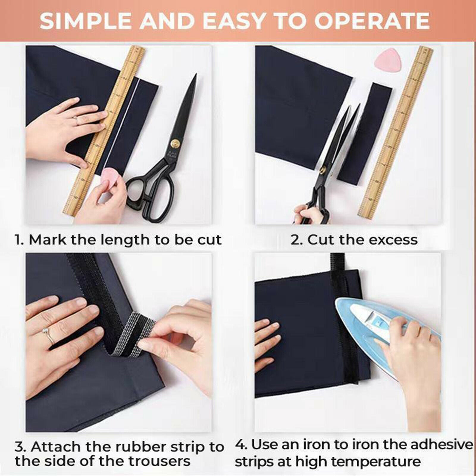 Pants Edge Shorten Self-Adhesive Tape Foot Presser for Suit Pants Skirts